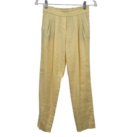 Babaton Pants - Babaton Aritzia SZ 00 Cohen Cropped Ankle Dress Pants Yellow Pull On Linen Blend